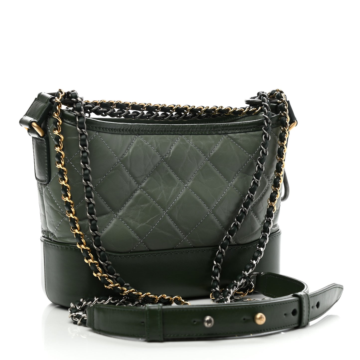 Aged Calfskin Quilted Small Gabrielle Hobo Green