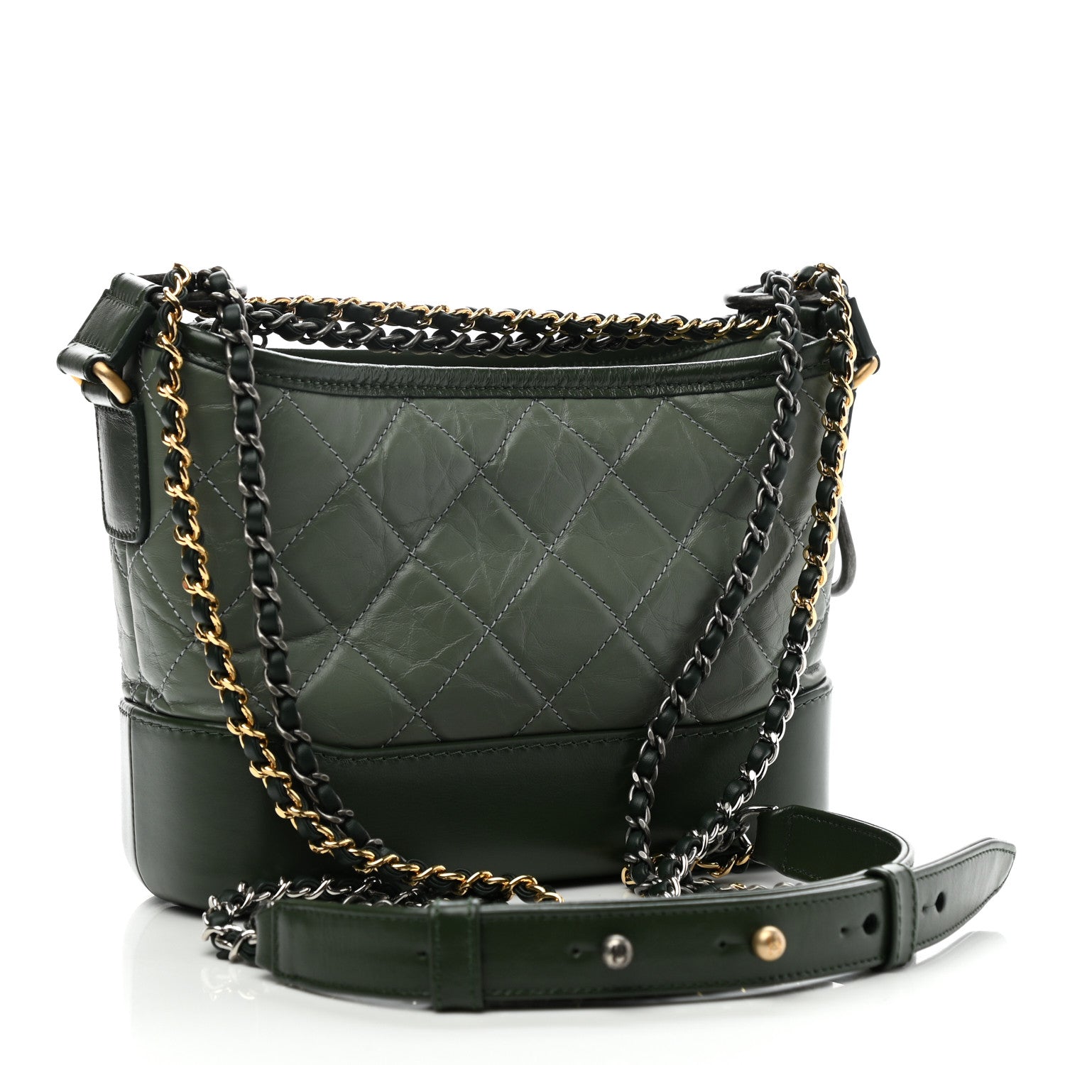 Chanel Aged Calfskin Quilted Small Gabrielle Hobo Green 3 of 10