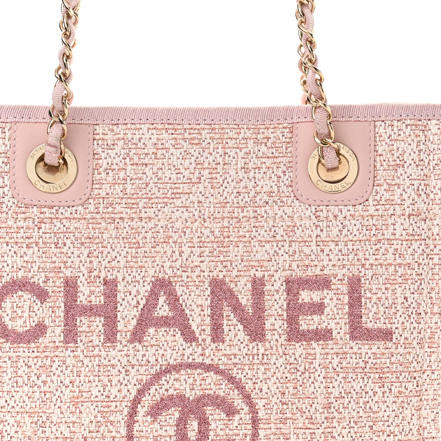 Lurex Boucle Mini Deauville Tote Pink