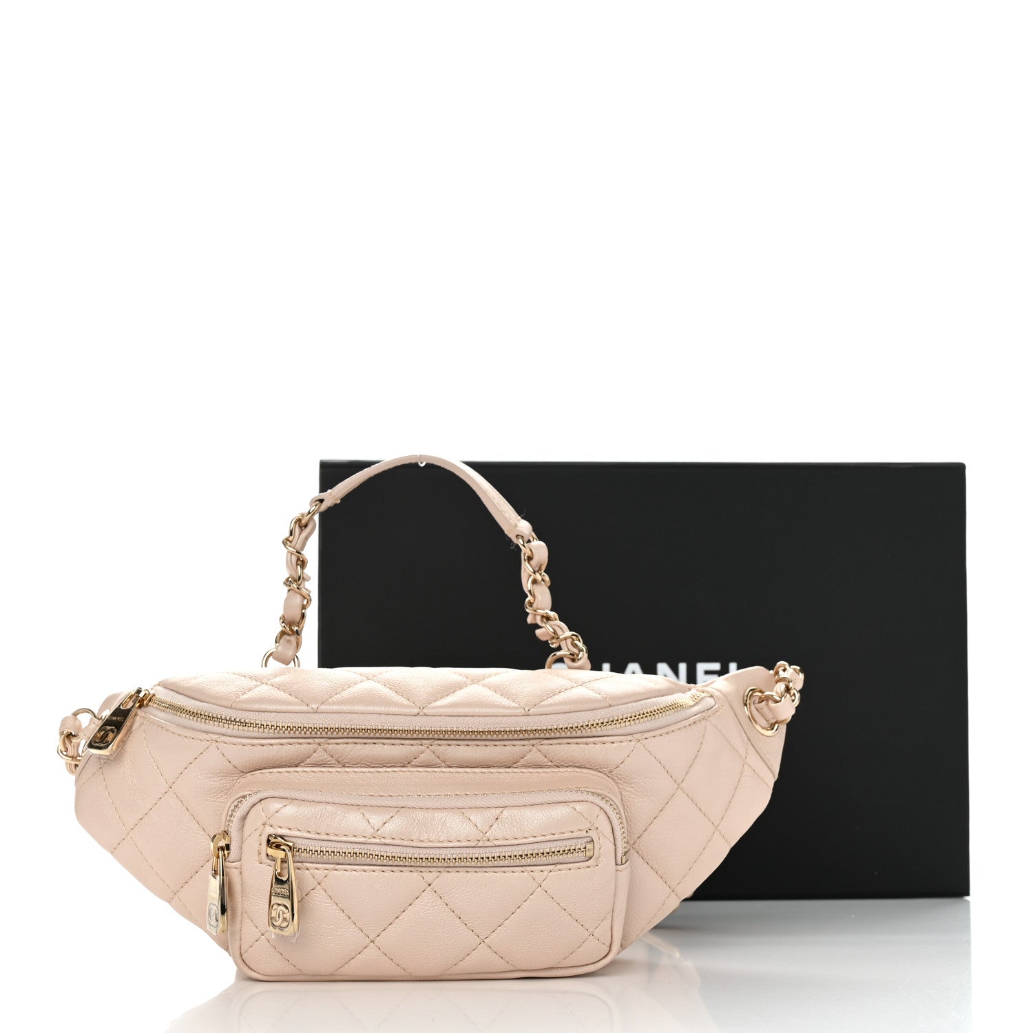 Chanel Iridescent Calfskin Quilted All About Waist Belt Bag Beige 11 of 11
