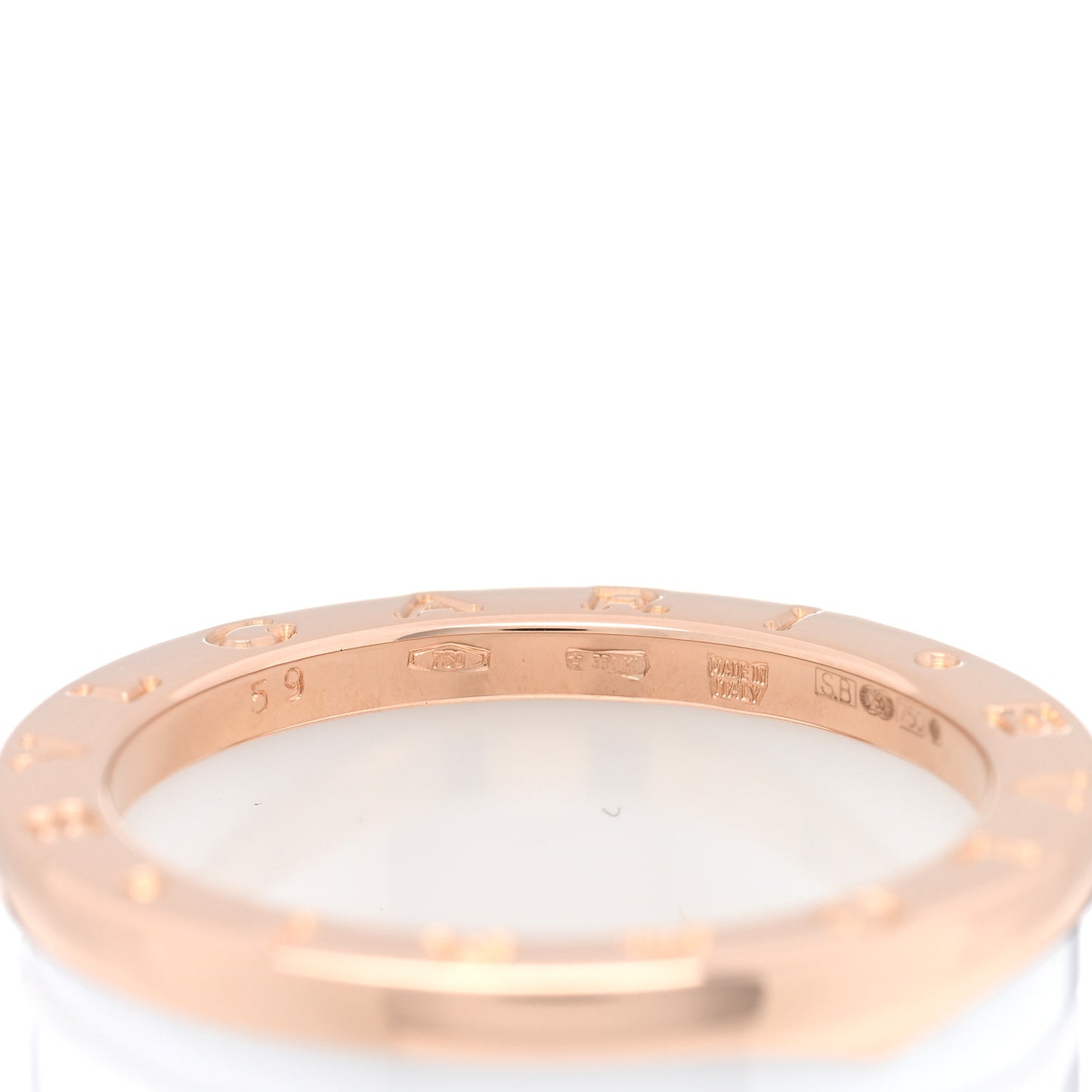 18K Rose Gold White Ceramic B.Zero1 Four-Band Ring 59 8.75
