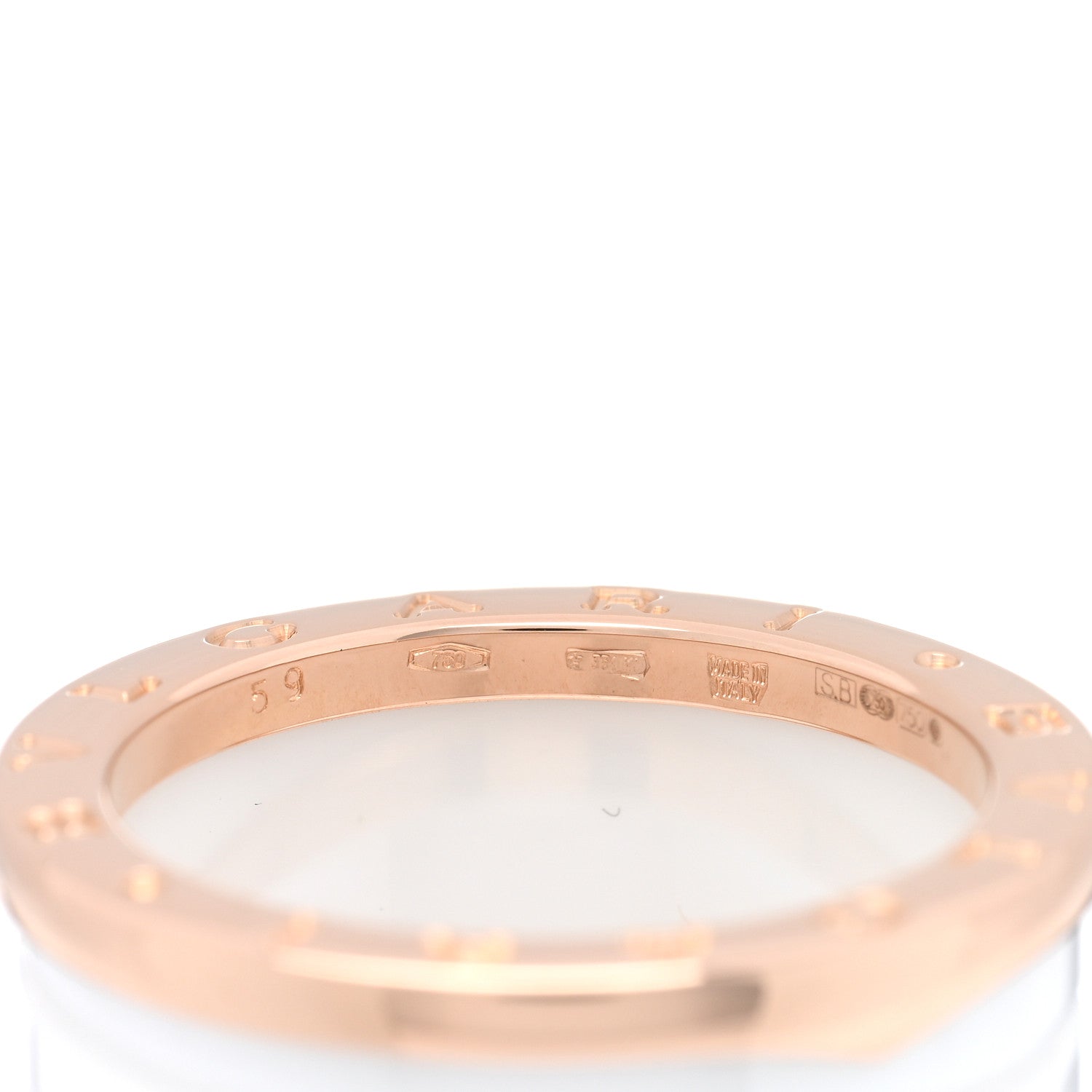 Bulgari 18K Rose Gold White Ceramic B.Zero1 Four-Band Ring 59 8.75 4 of 4