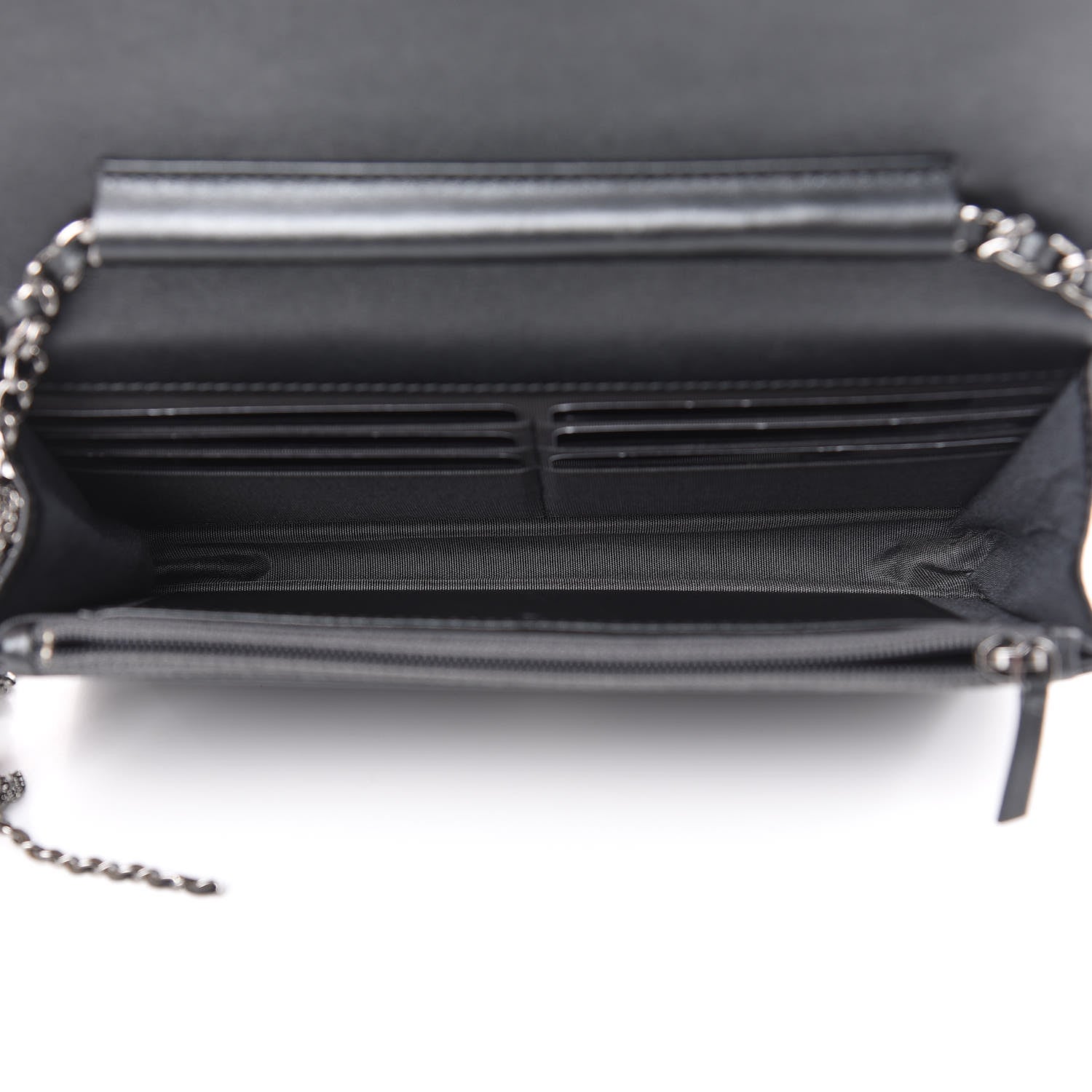 Chanel Iridescent Aged Calfskin Quilted Tassel Wallet On Chain WOC Dark Silver 5 of 12
