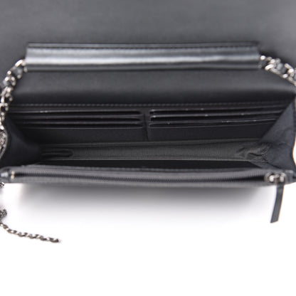 Chanel Iridescent Aged Calfskin Quilted Tassel Wallet On Chain WOC Dark Silver 5 of 12