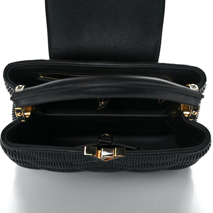 Louis Vuitton Calfskin Pleated Capucines BB Black 5 of 11