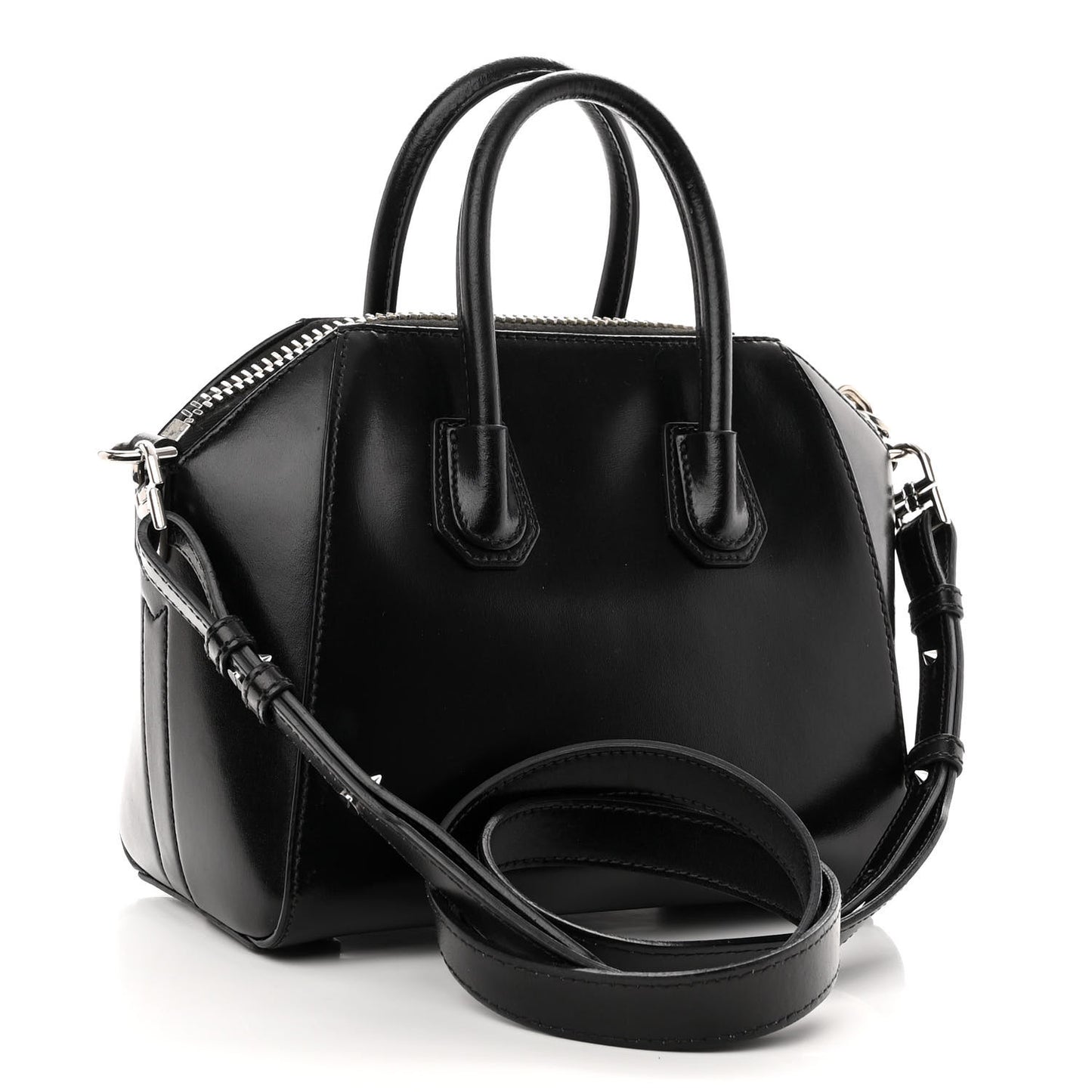 Shiny Lord Calfskin Mini Antigona Black