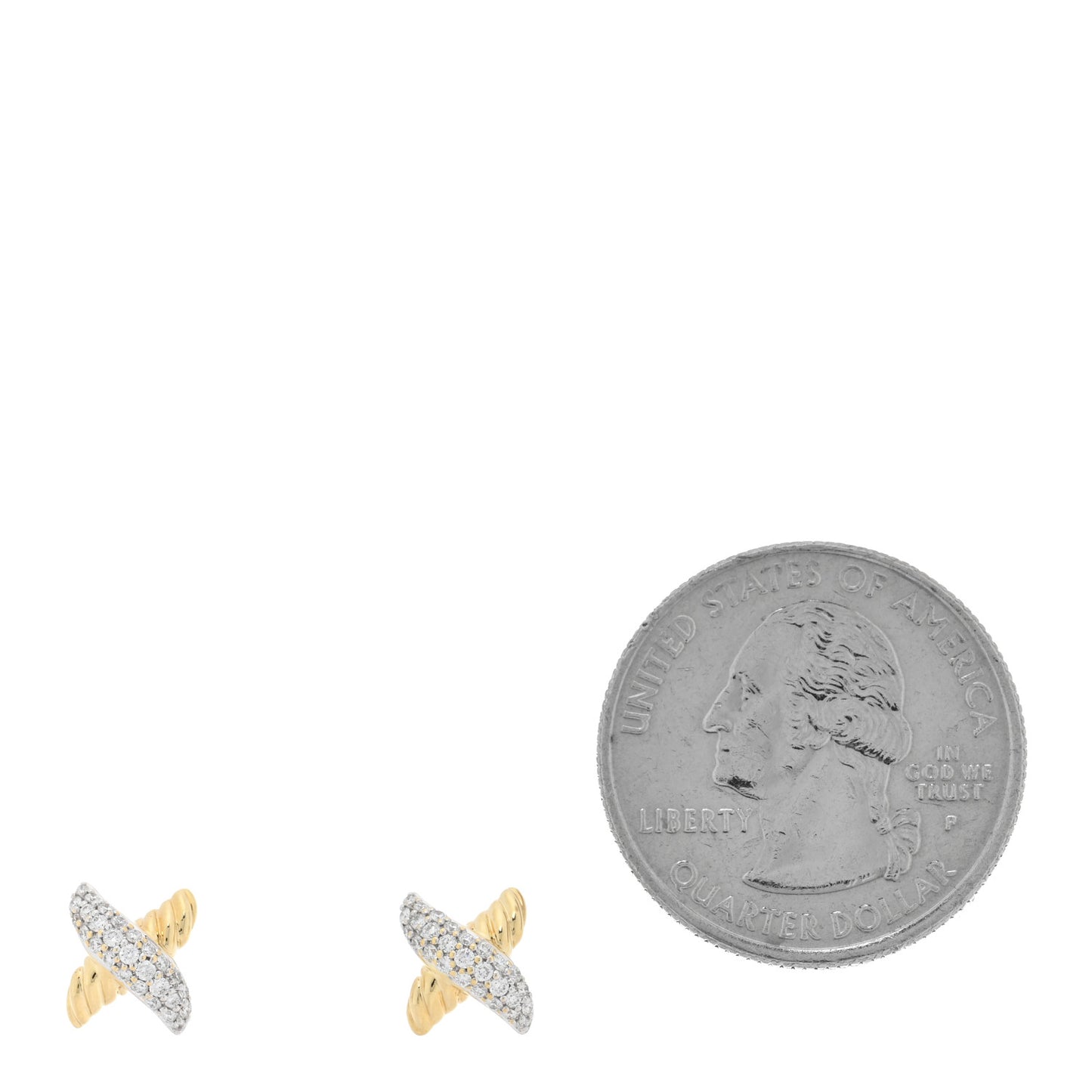 18K Yellow Gold Diamond Pave X Earrings