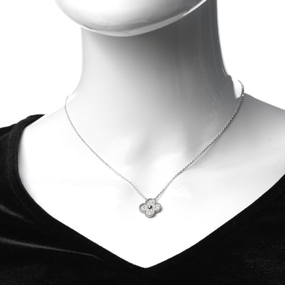 Van Cleef & Arpels 18K White Gold Diamond Vintage Alhambra Pendant Necklace 2 of 8