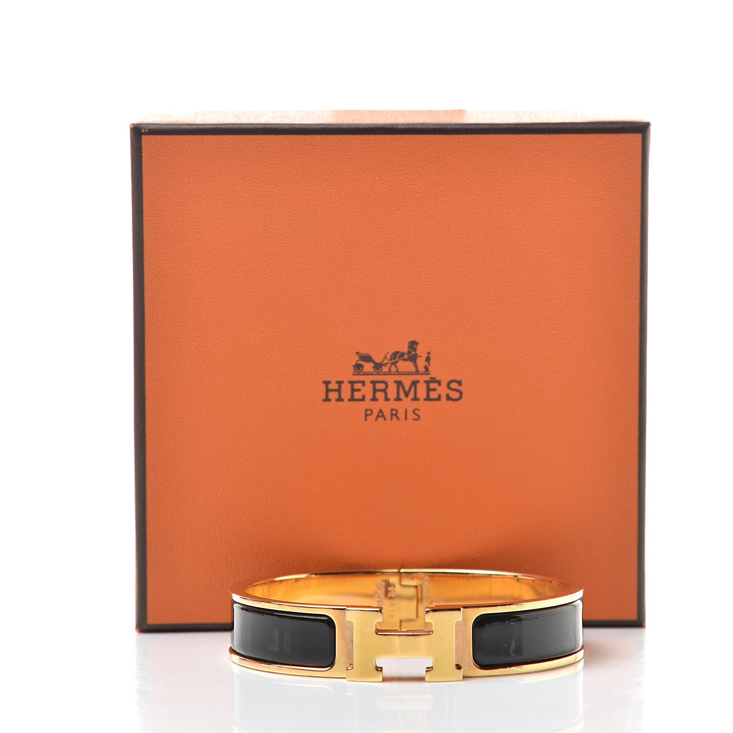 Enamel Narrow Clic Clac H Bracelet PM Black