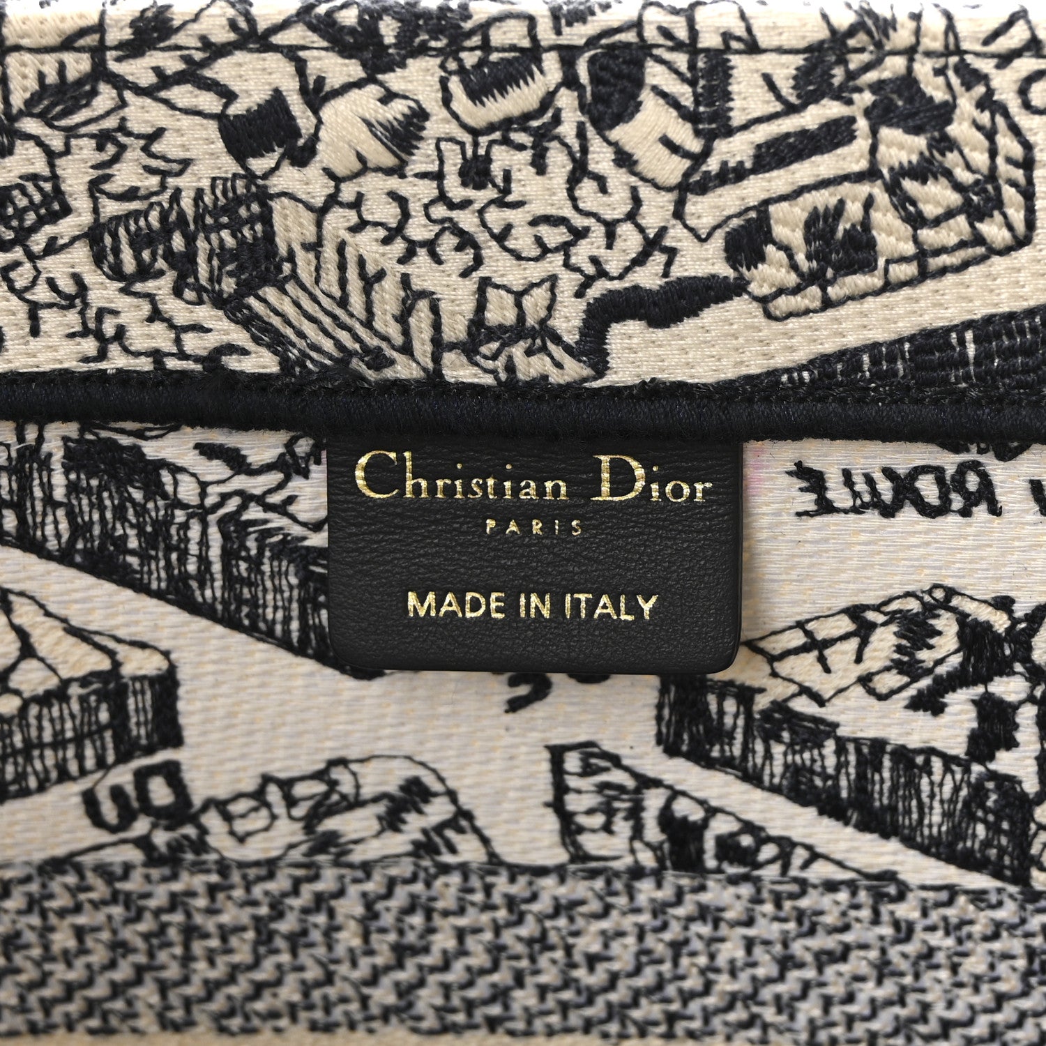 Christian Dior Canvas Embroidered Medium Plan De Paris Book Tote White Blue 6 of 10