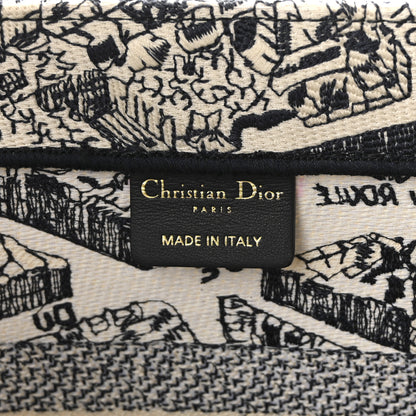 Christian Dior Canvas Embroidered Medium Plan De Paris Book Tote White Blue 6 of 10