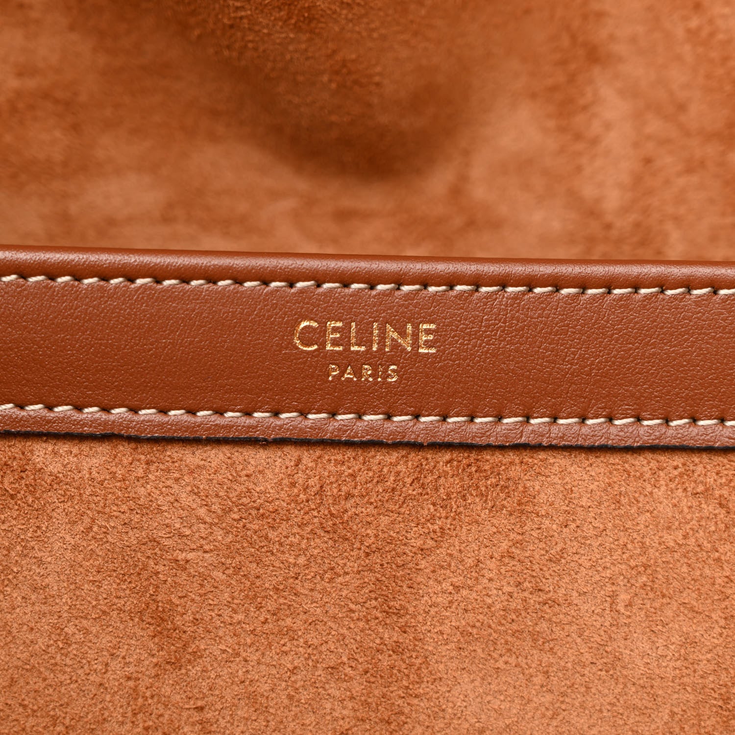 Celine Smooth Calfskin Cuir Triomphe Cabas Drawstring Tan 6 of 11