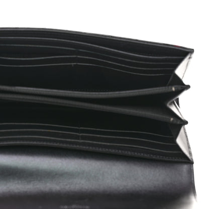 Chanel Patent Metallic Crumpled Calfskin Chevron Quilted Large Gusset Flap Wallet So Black 5 of 8