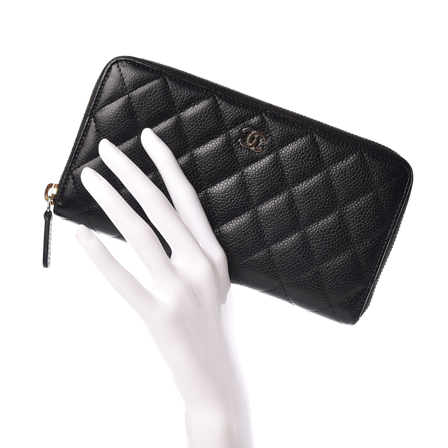 Chanel Caviar Quilted Large Gusset Zip Around Wallet Black 2 of 10