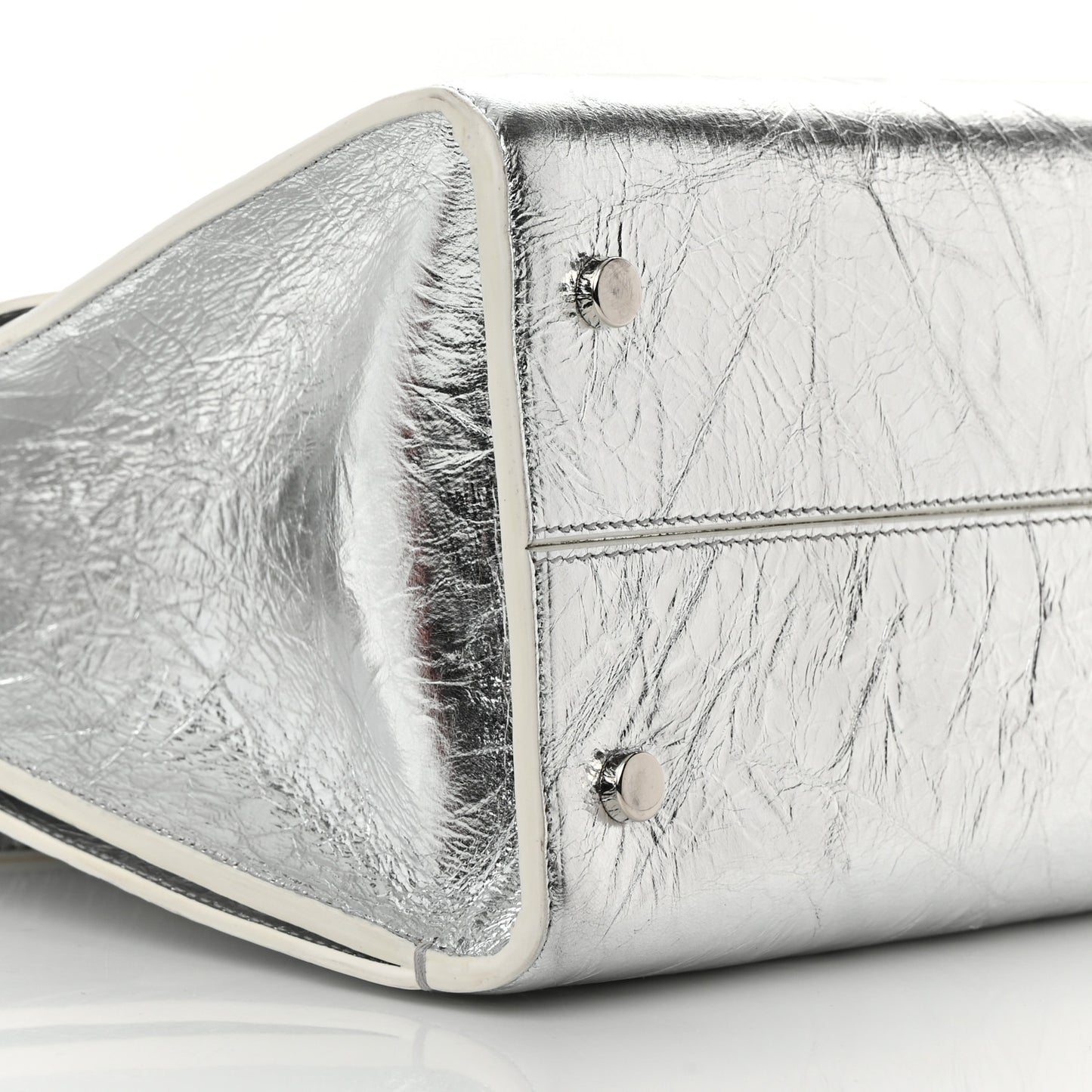 Metallic Calfskin Medium Diorever Flap Silver