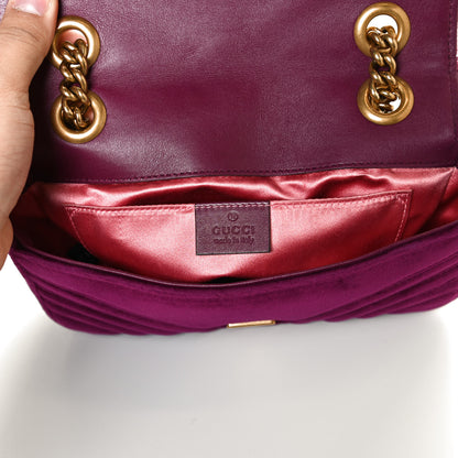 Gucci Velvet Matelasse Mini GG Marmont Shoulder Bag Fuchsia Violet Cyclamen 6 of 13