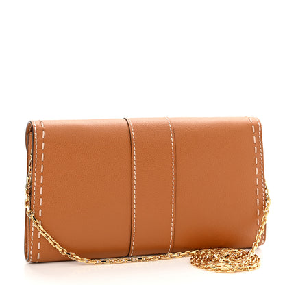 Delvaux Rodeo Calfskin Surpique Brillant Wallet on Chain Vegetal 3 of 9