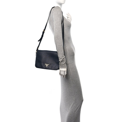 Prada Vitello Daino Flap Crossbody Bag Baltico 2 of 10