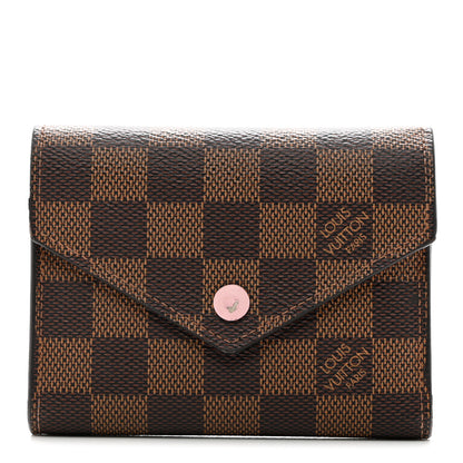 Louis Vuitton Damier Ebene Victorine Wallet Rose Ballerine 1 of 9