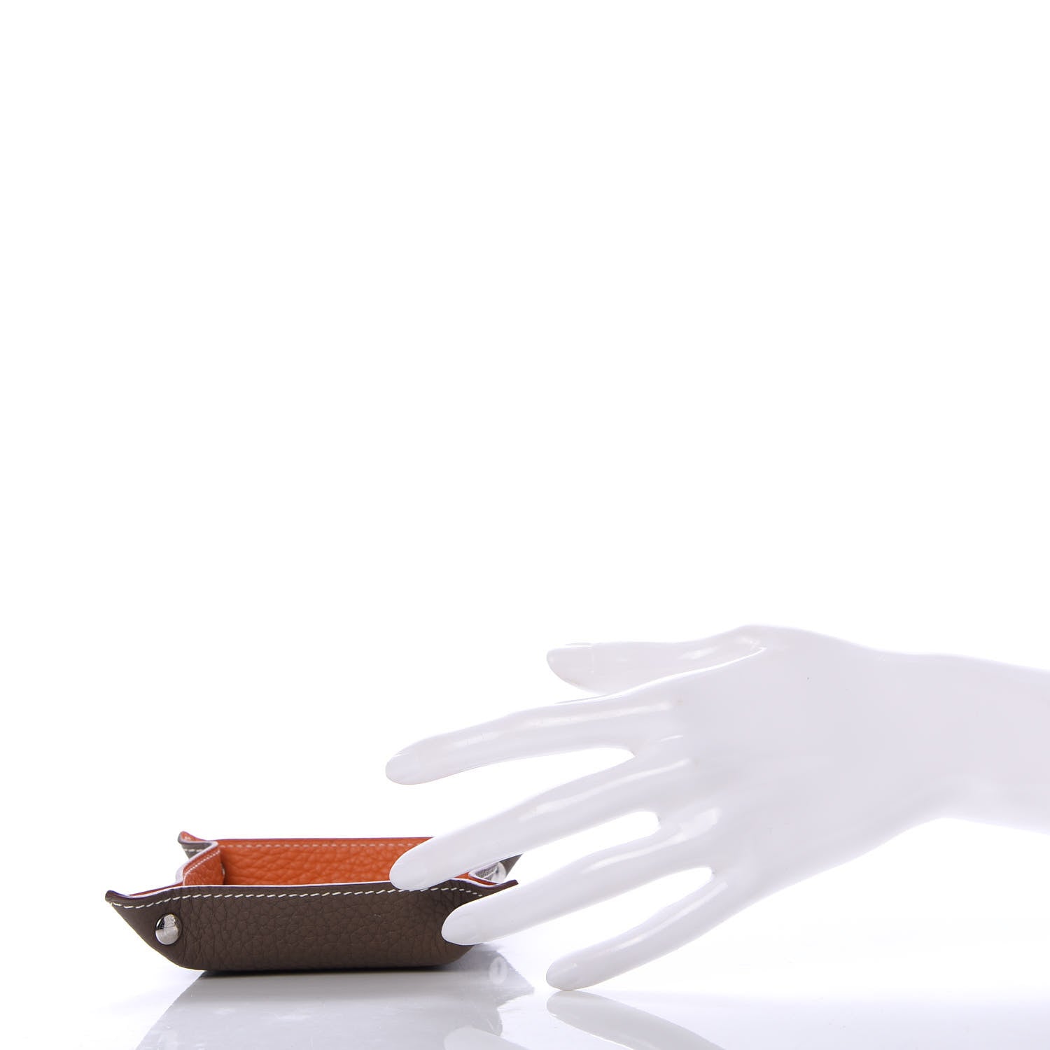 Hermes Taurillon Clemence Mises et Relances Change Tray Orange Etoupe 2 of 8
