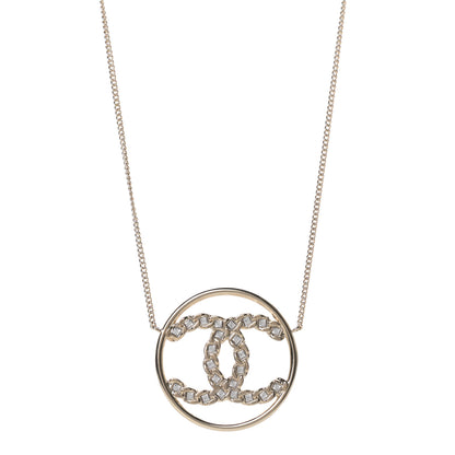 Chanel Baguette Crystal High Society CC Pendant Necklace Gold 1 of 5