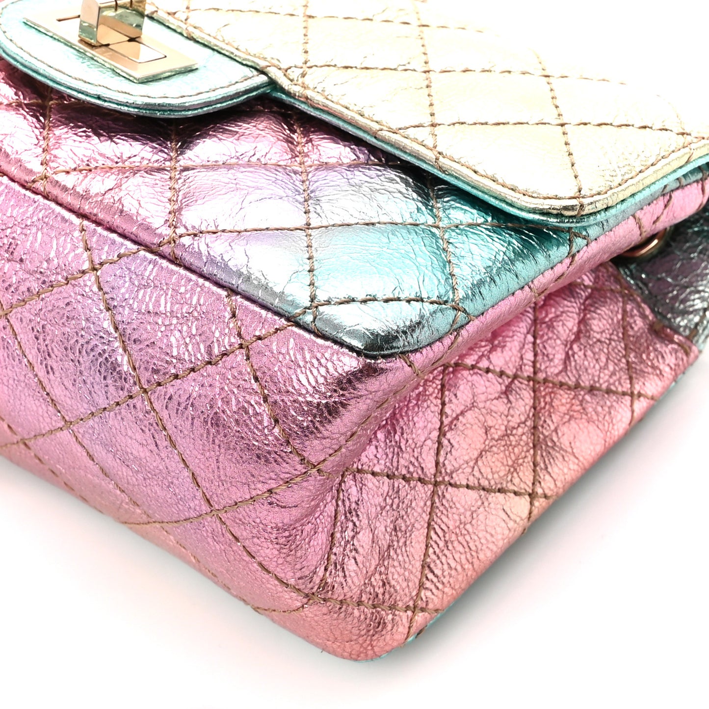 Metallic Goatskin Quilted Mini 2.55 Reissue Flap Multicolor