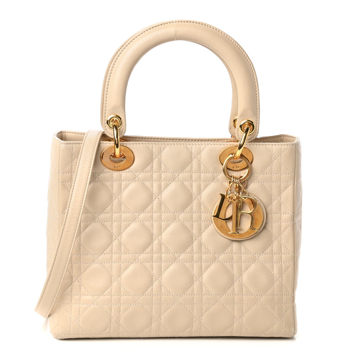 Lambskin Cannage Medium Lady Dior Light Beige