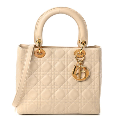 Christian Dior Lambskin Cannage Medium Lady Dior Light Beige 1 of 11