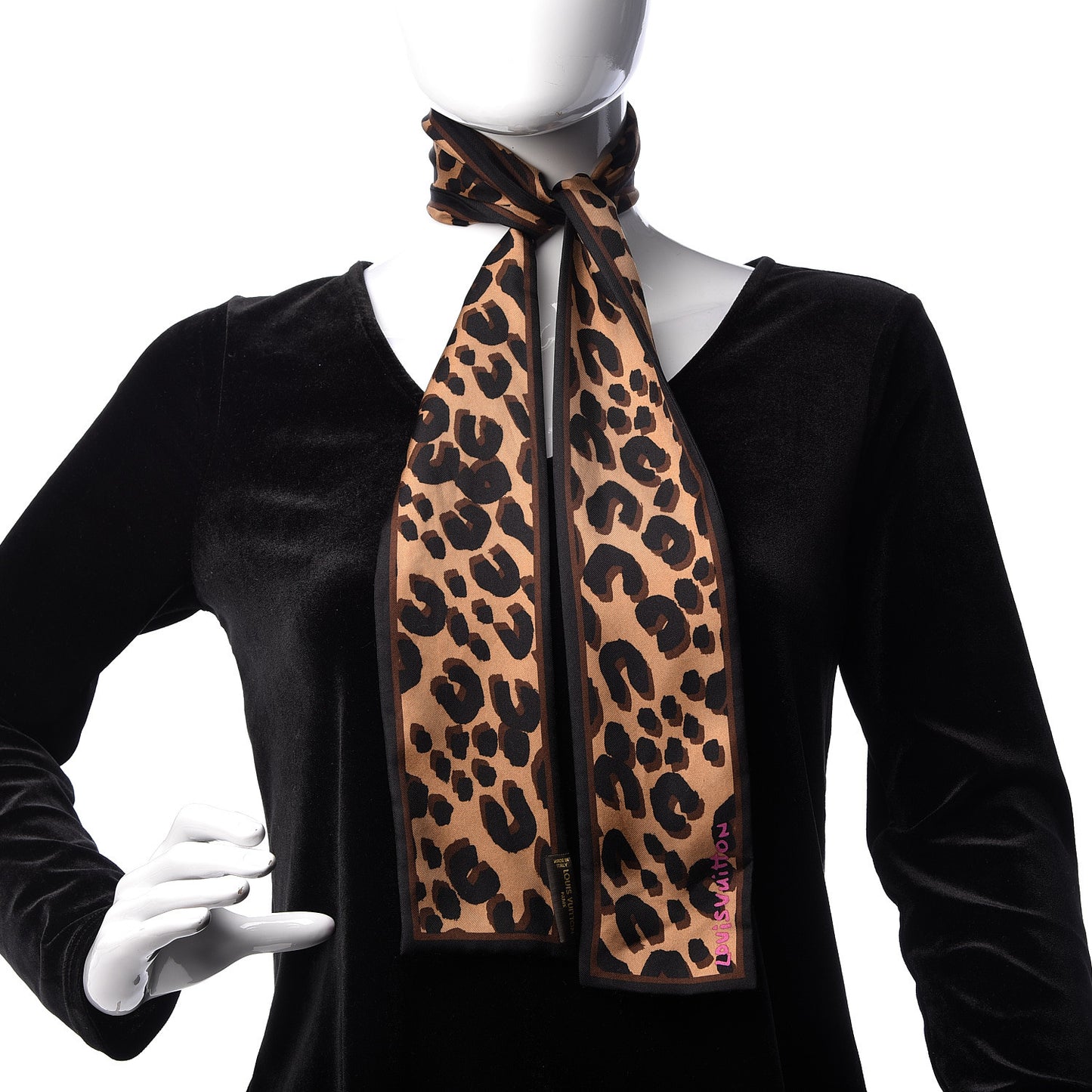 Silk Leopard Bandeau Scarf Marron