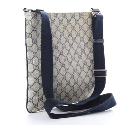 Gucci GG Supreme Monogram Small Flat Side Zip Messenger Bag Beige Blue 2 of 13