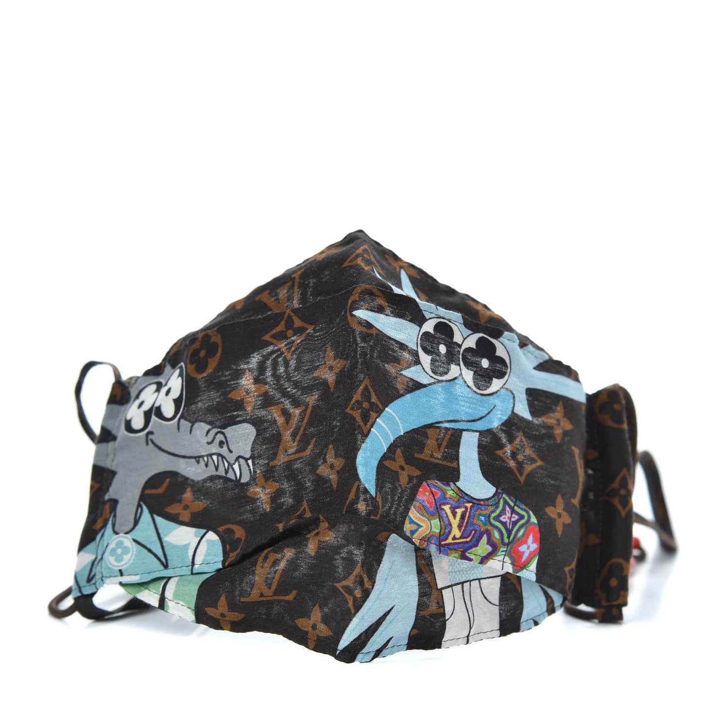 Cotton Silk Monogram LV Friends Face Mask Brown