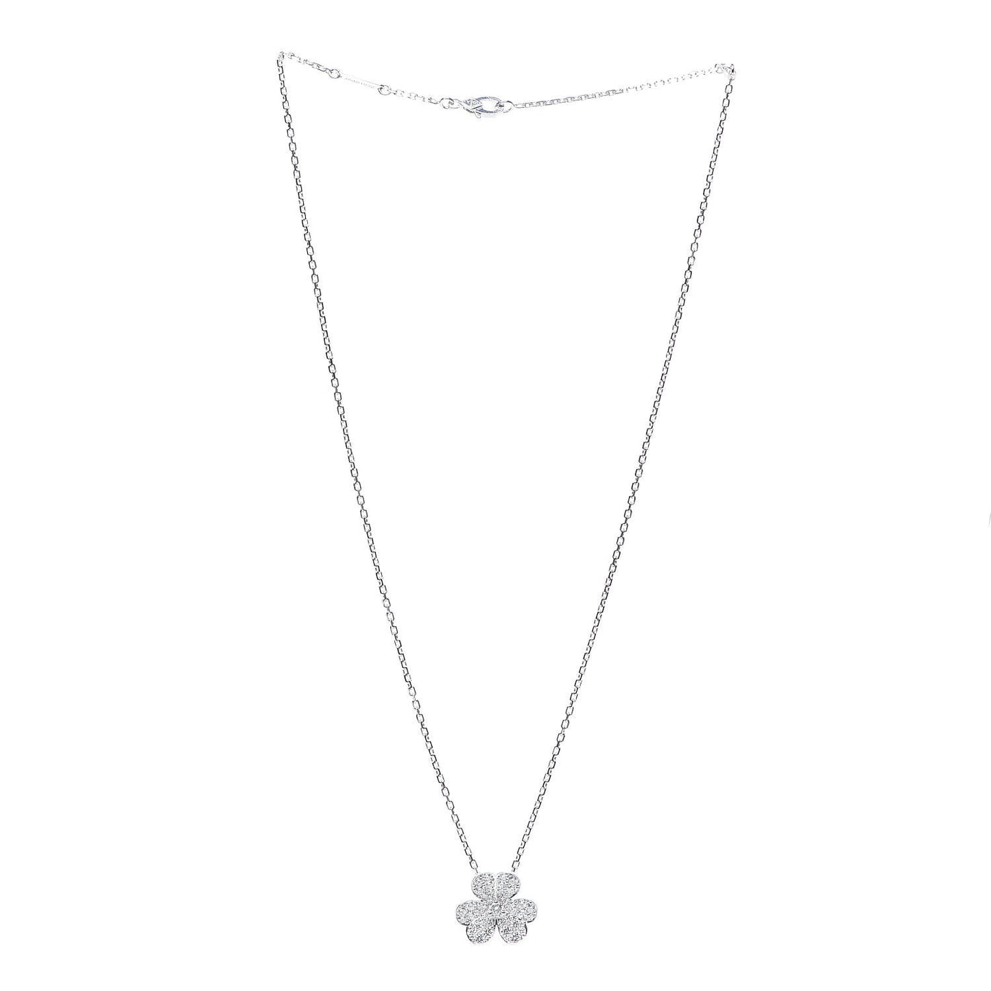 18K White Gold Diamond Small Frivole Pendant Necklace