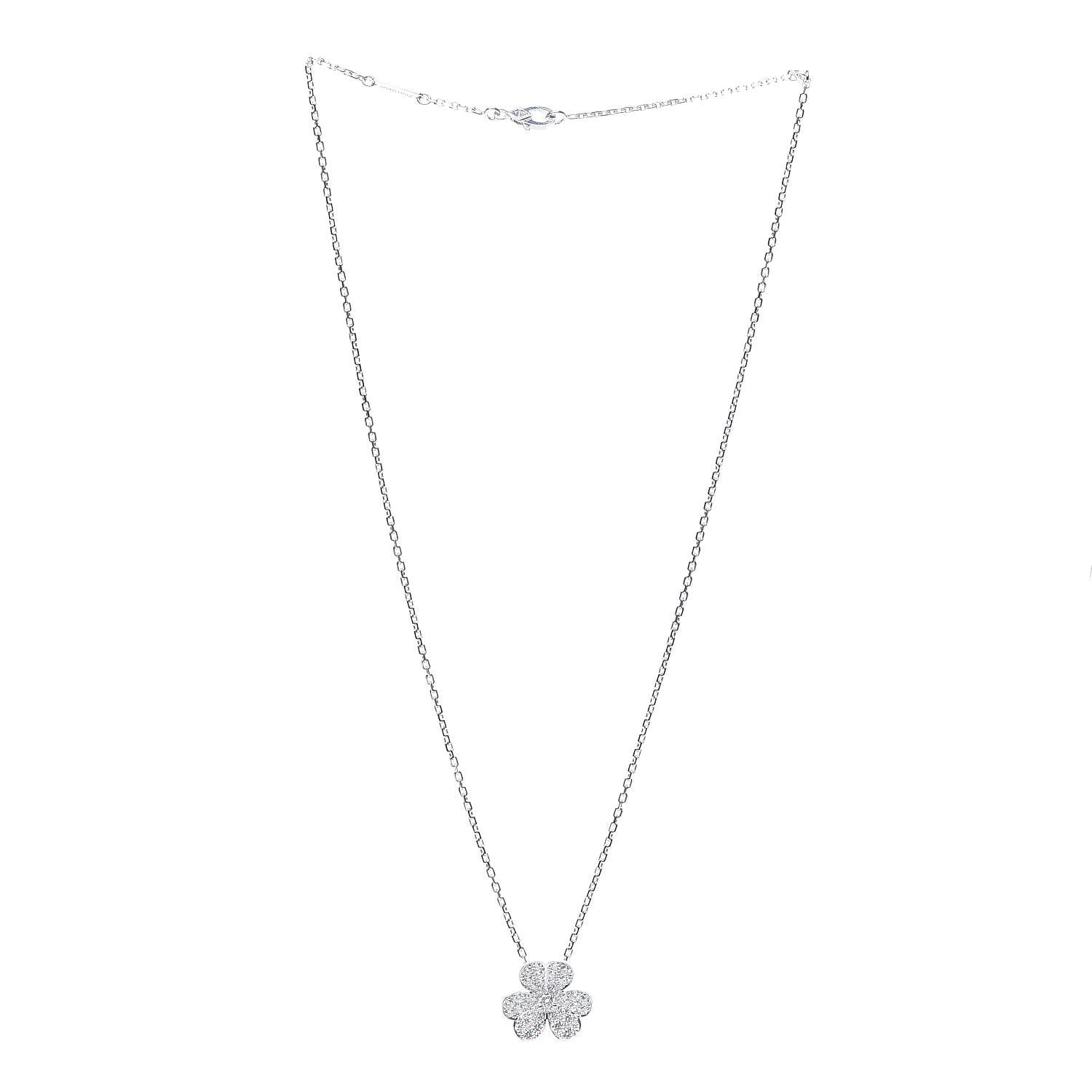 Van Cleef & Arpels 18K White Gold Diamond Small Frivole Pendant Necklace 2 of 6
