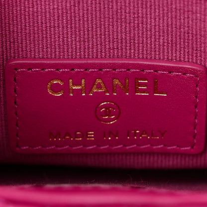 Chanel Lambskin Quilted Phone Holder With Chain Fuchsia 6 of 10