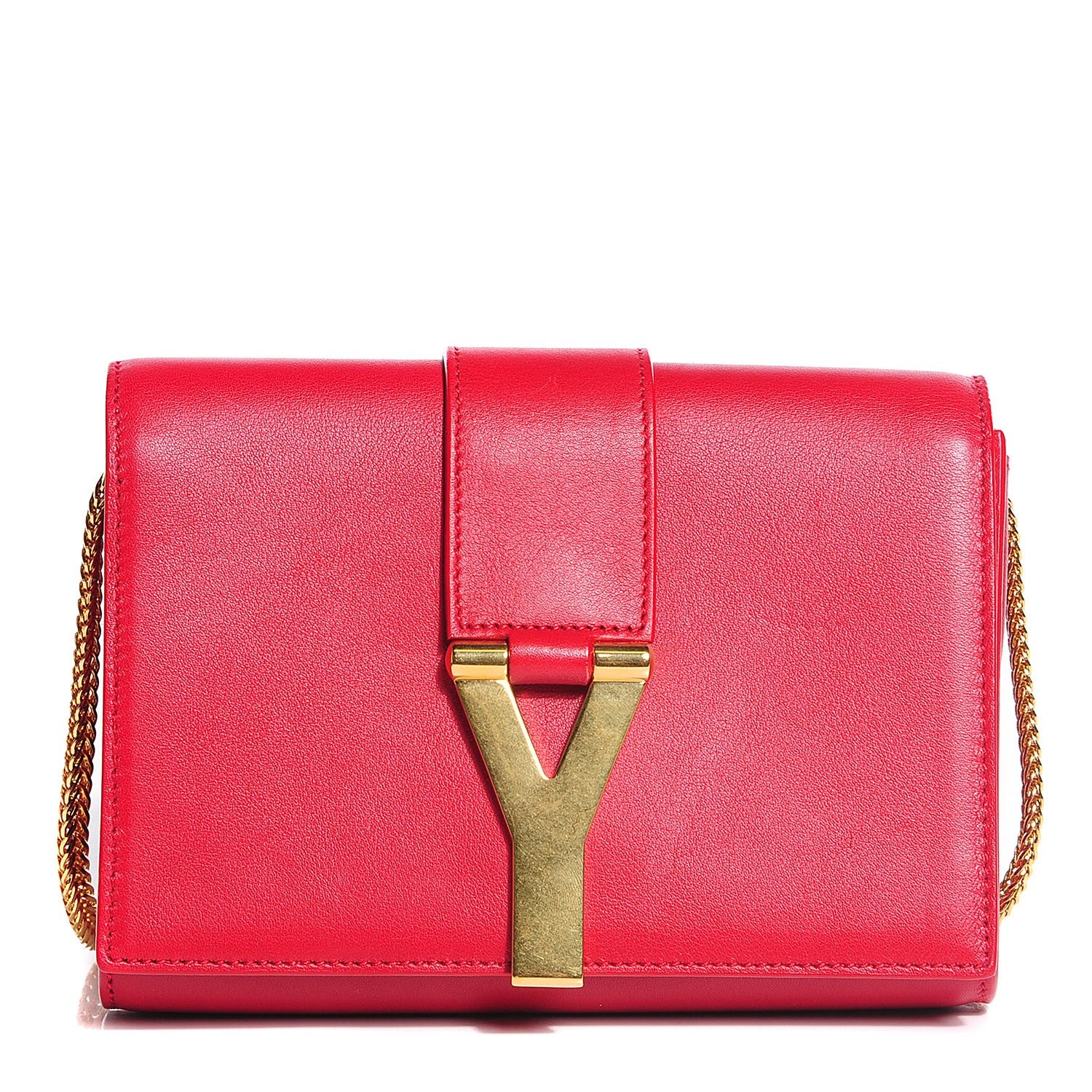 Saint Laurent Calfskin Mini Y Ligne Crossbody Pochette Bag Rouge Orient 1 of 9