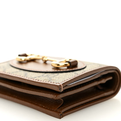 Gucci GG Supreme Monogram Horsebit 1955 Card Case Wallet Beige Ebony Brown Sugar 9 of 9
