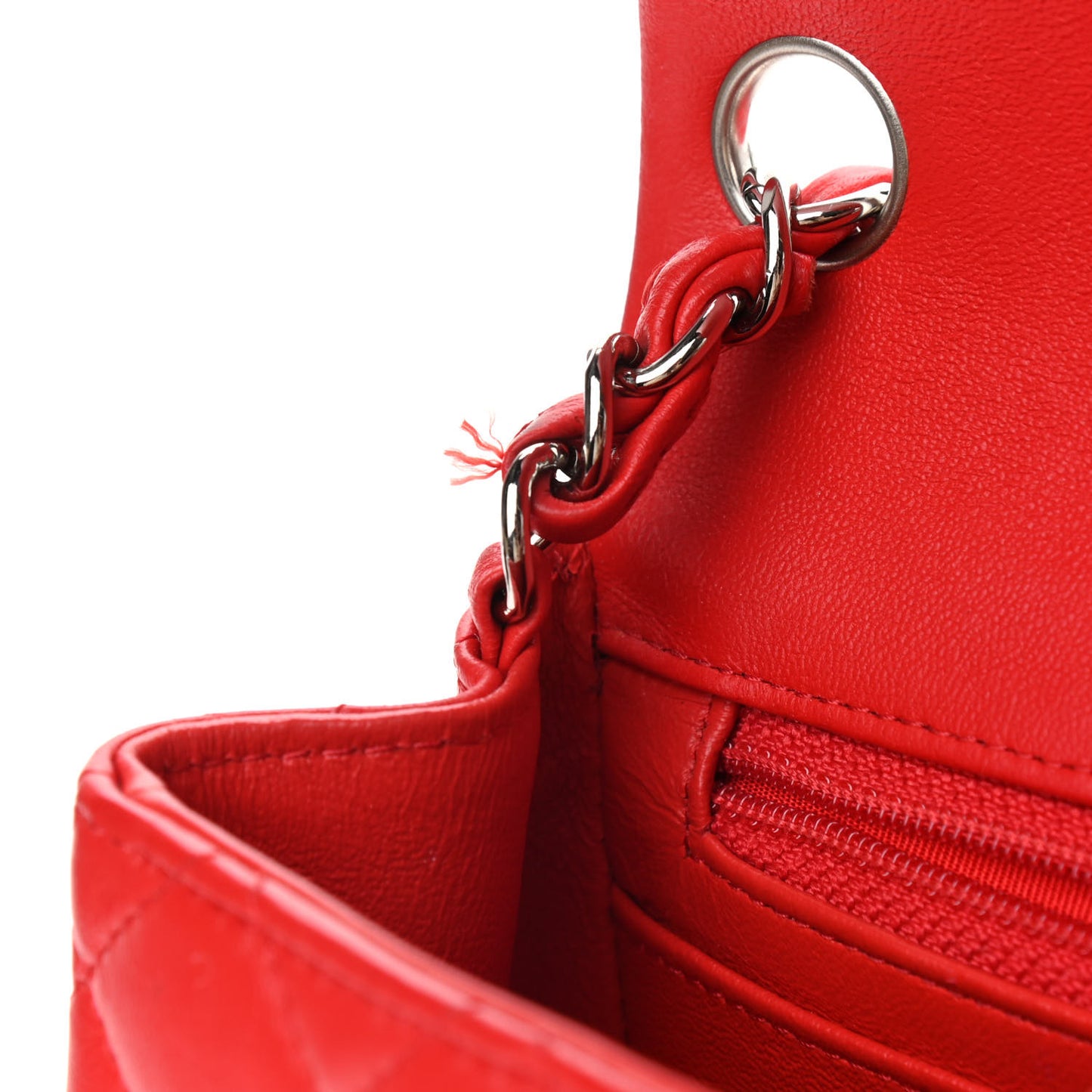 Lambskin Quilted Mini Square Flap Red
