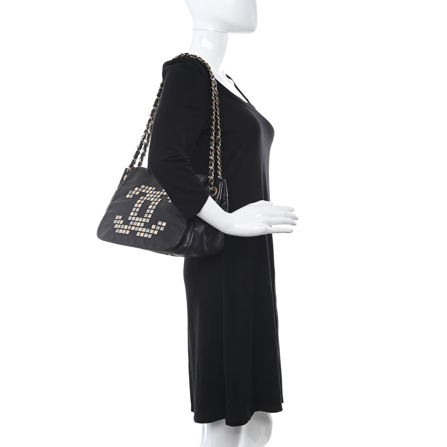 Chanel Grained Calfskin Metal Mosaic Flap Black 2 of 10
