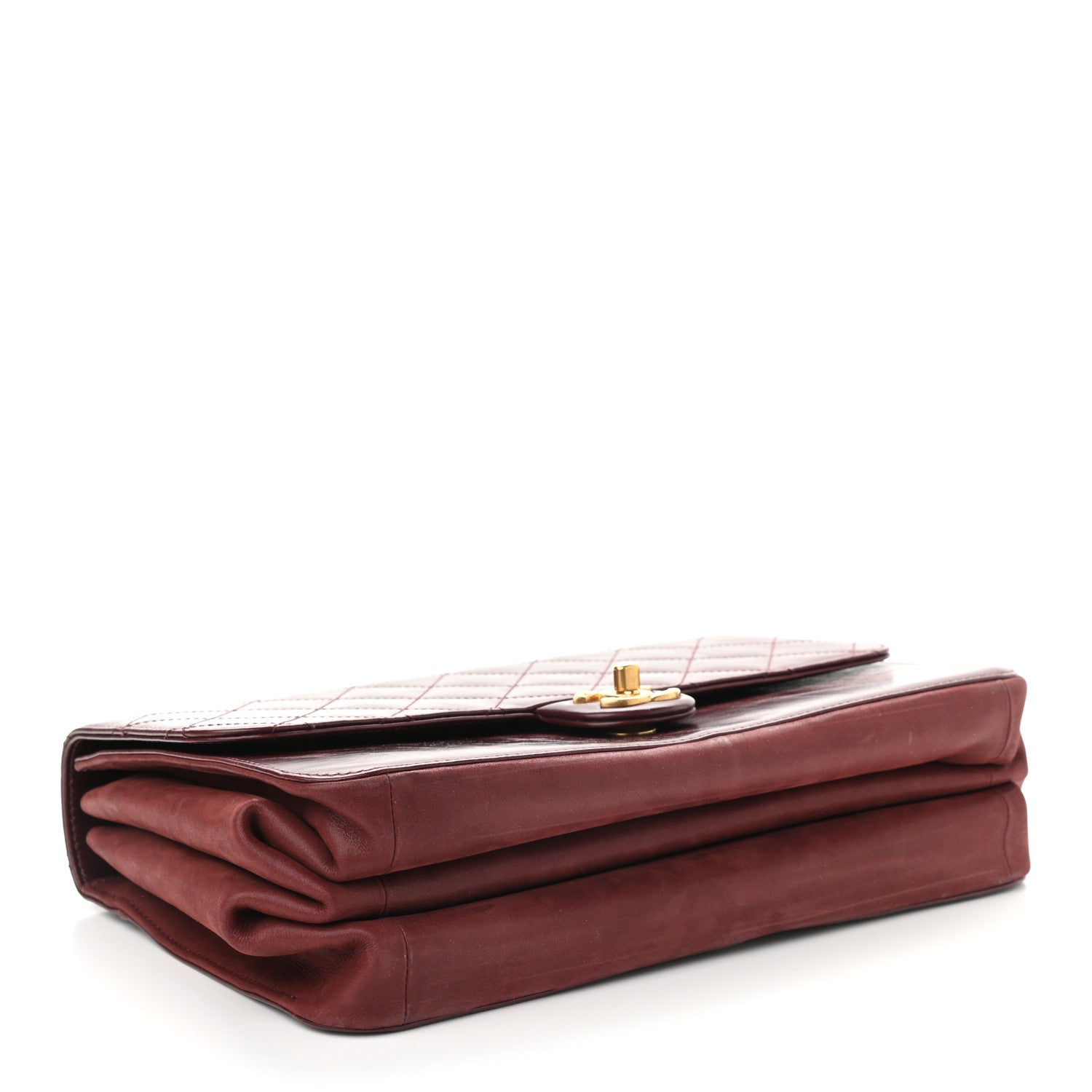 Chanel Calfskin Quilted Straight Lined Flap Burgundy 4 of 10