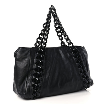 Chanel Calfskin Modern Chain Rhodoid East West Tote Black 3 of 9