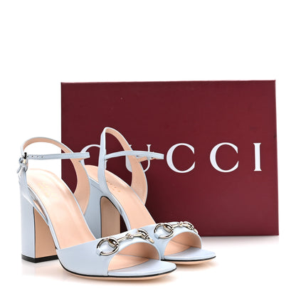 Gucci Malaga Kid Horsebit Cross Strap 95mm Sandals 39 Eden Light Blue 8 of 8