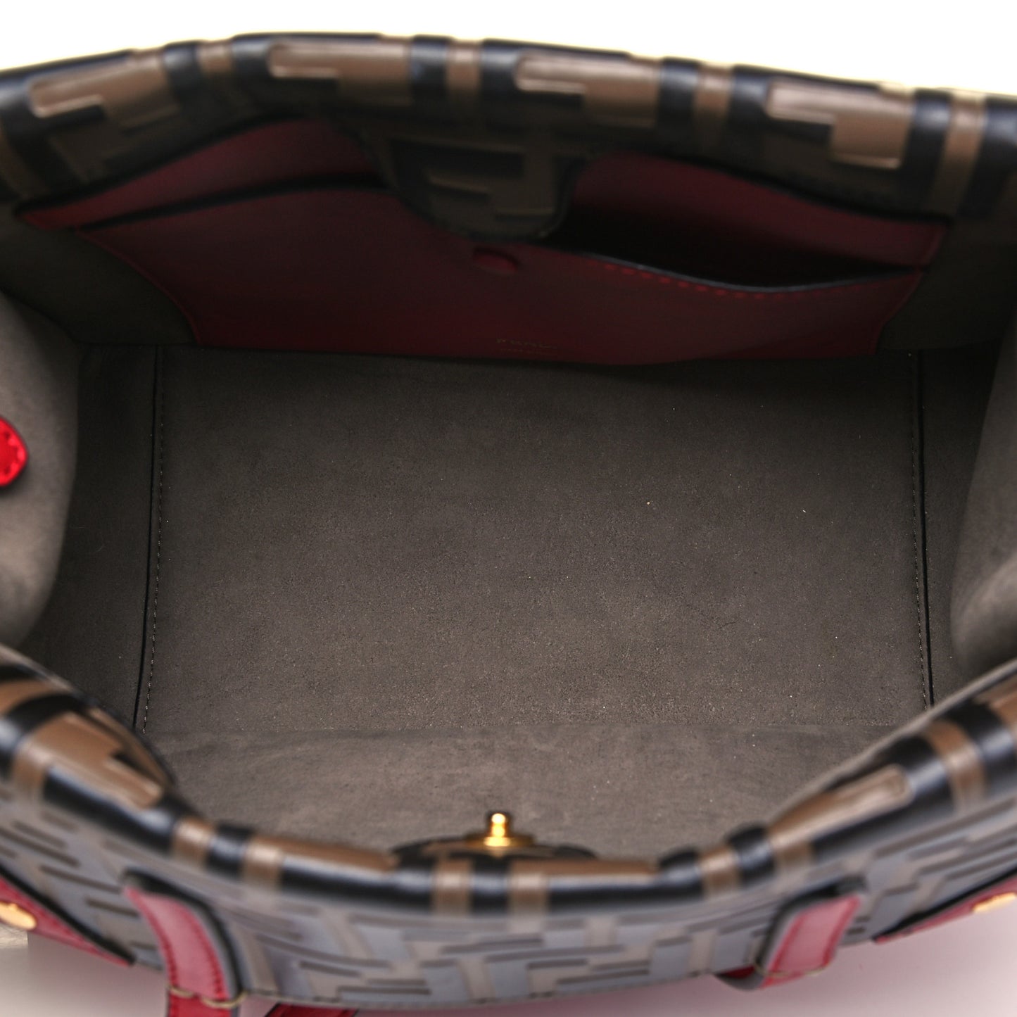 Vitello Grace Bi-Color FF 1974 Embossed Flip Tote Fragola Maya Black