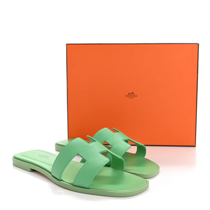 Hermes Epsom Oran Sandals 38 Vert Pomme 13 of 13