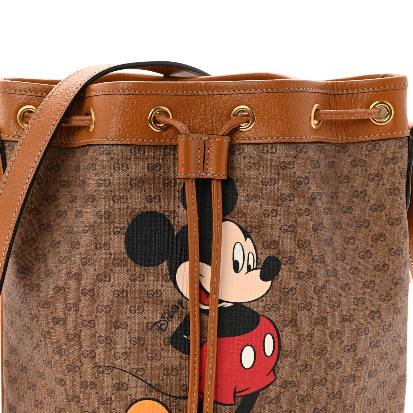X DISNEY Mini Vintage GG Supreme Monogram Bucket Bag Beige Vintage Sun Oil