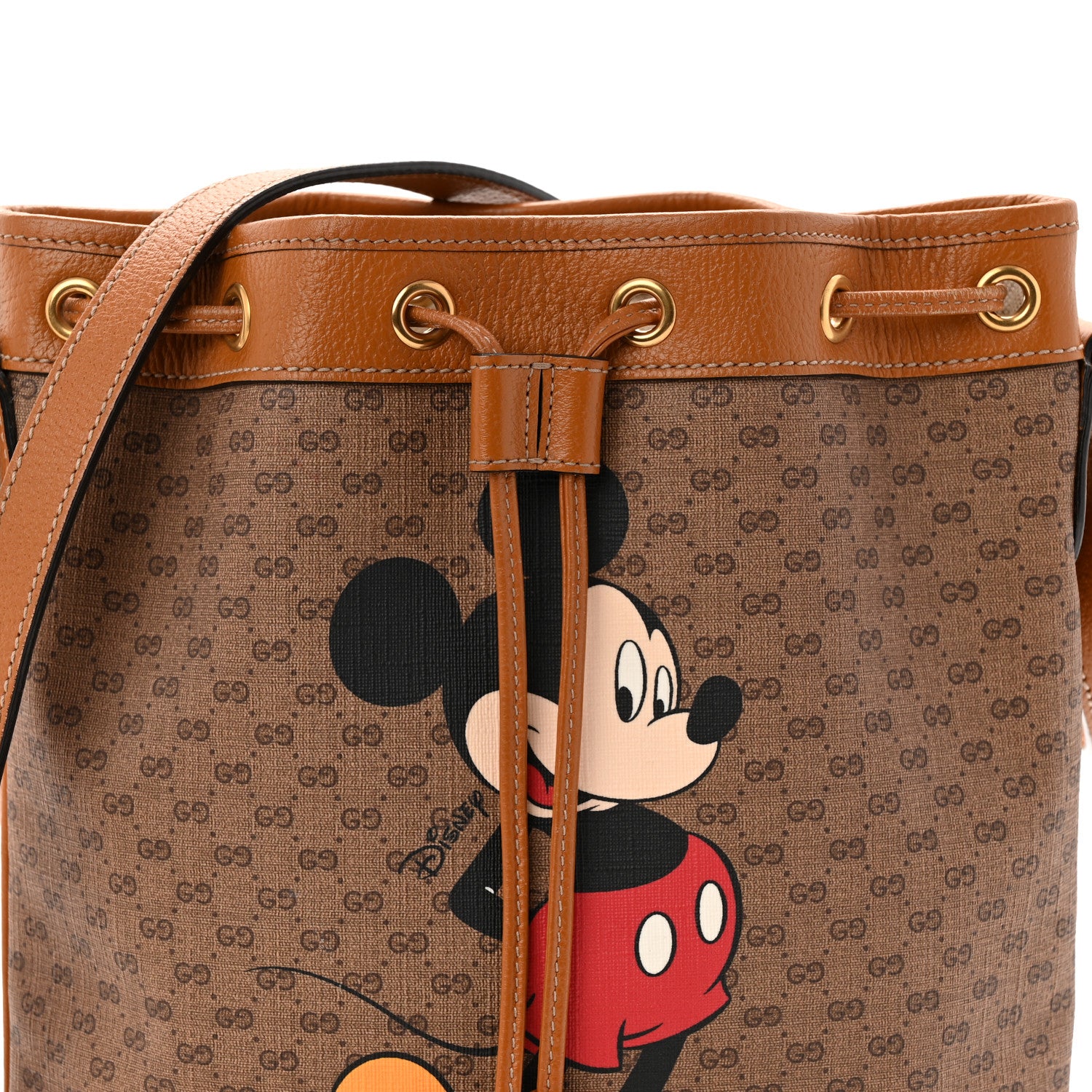 Gucci X DISNEY Mini Vintage GG Supreme Monogram Bucket Bag Beige Vintage Sun Oil 8 of 10
