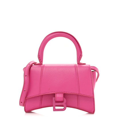 Balenciaga Grained Calfskin Tonal B Hourglass Top Handle Bag Mini Fuchsia 1 of 15