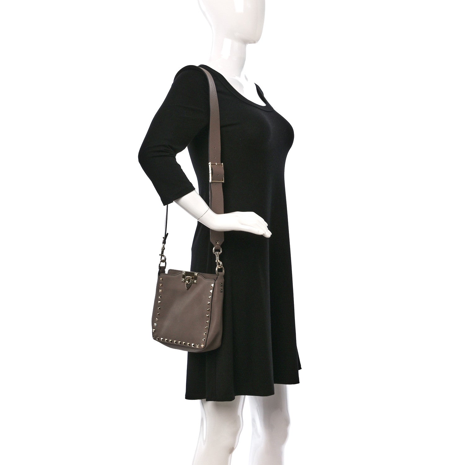 Valentino Garavani Pebbled Calfskin Mini Rockstud Flip-Lock Messenger Bag Poudre 2 of 8