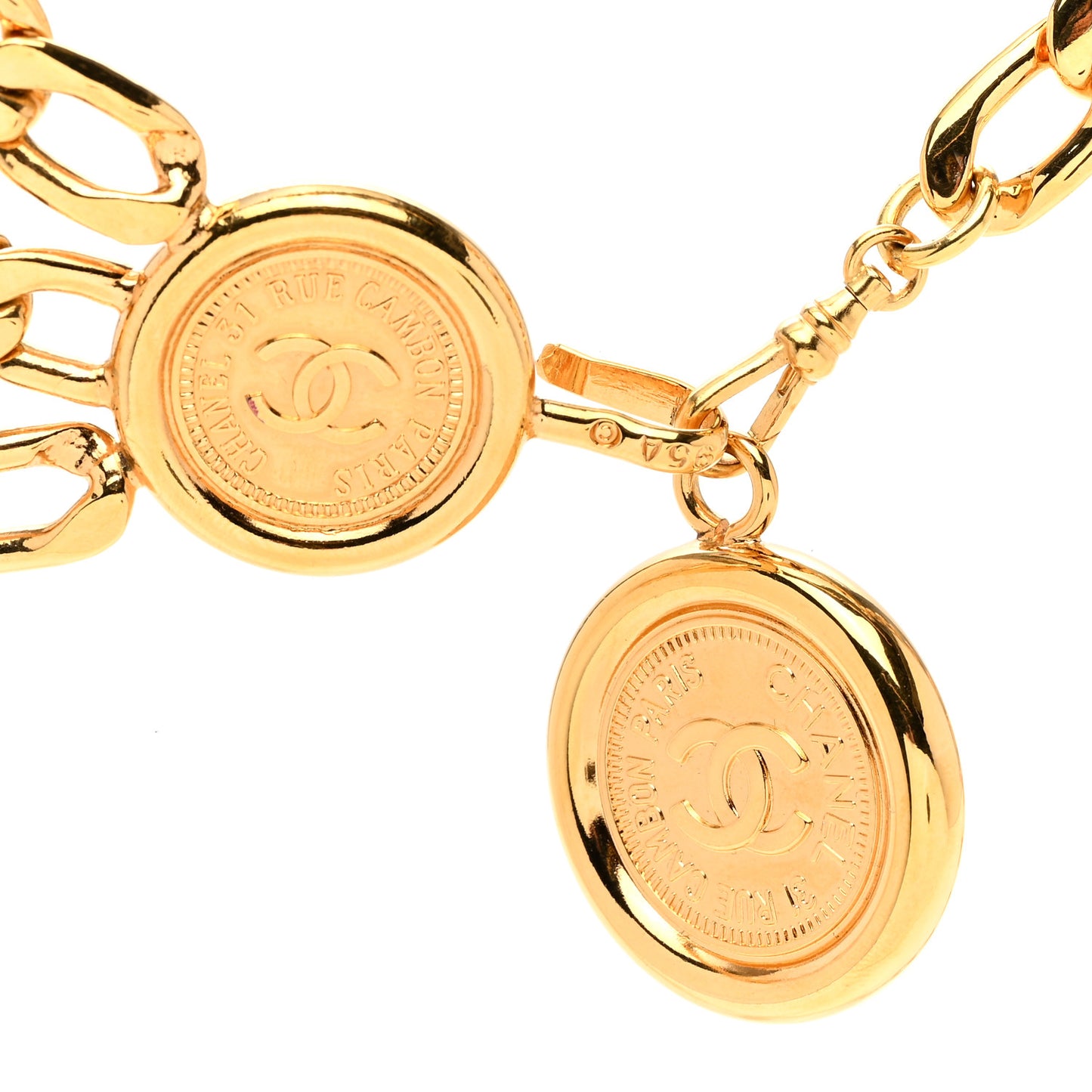 Metal Chain CC Medallion Belt Gold