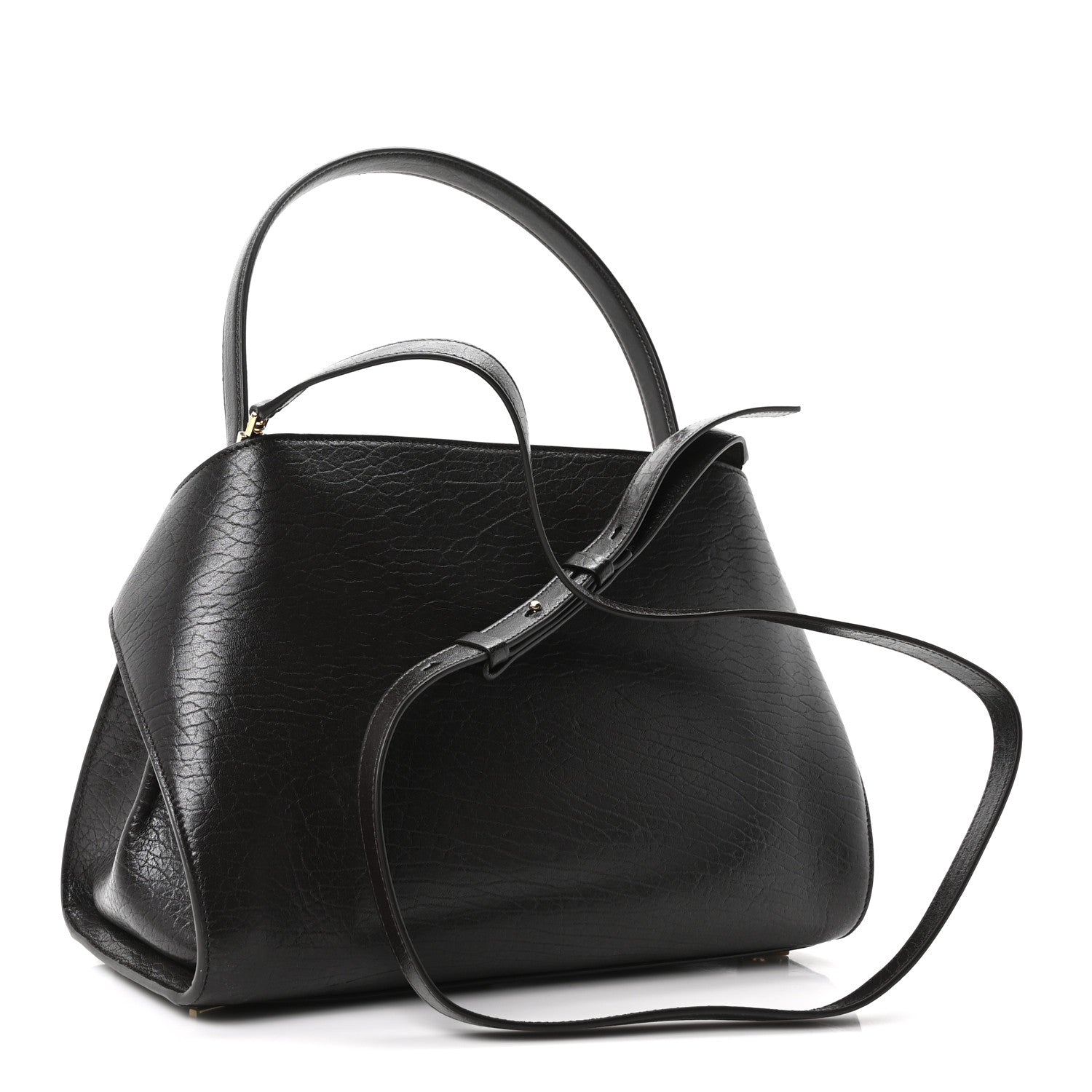 Salvatore Ferragamo Washed Calfskin Medium Hug Soft Bicolor Shoulder Bag Black Testa Di Moro 3 of 9