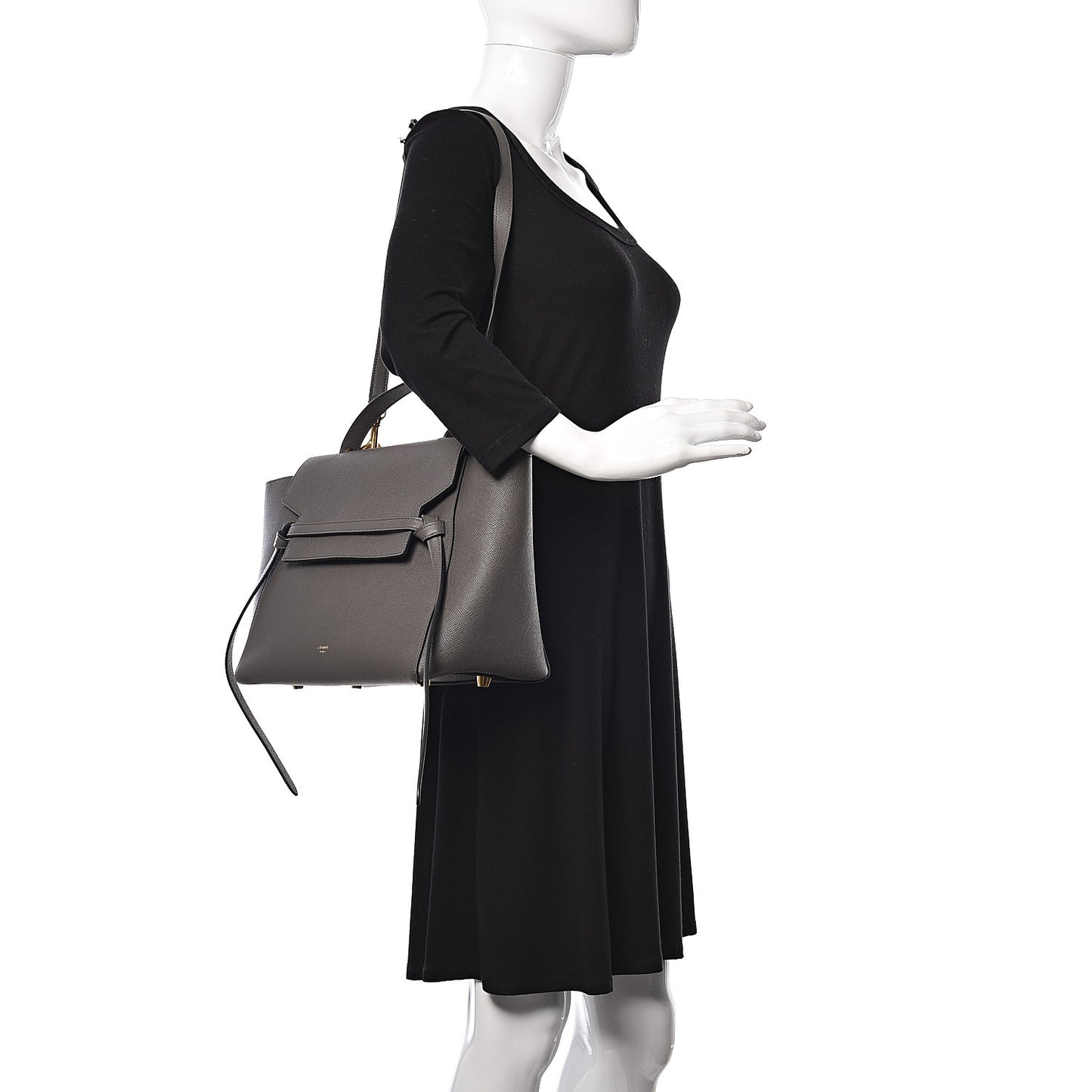 Drummed Calfskin Small Belt Bag Grey